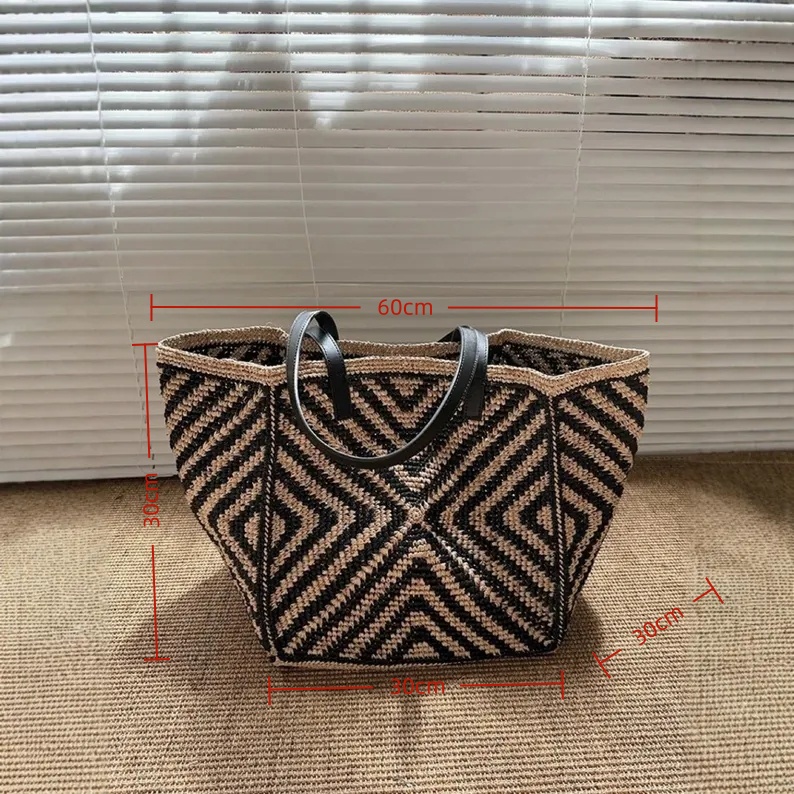 Oversized large Raffia straw t - Women Bags Handmade 评论和价格