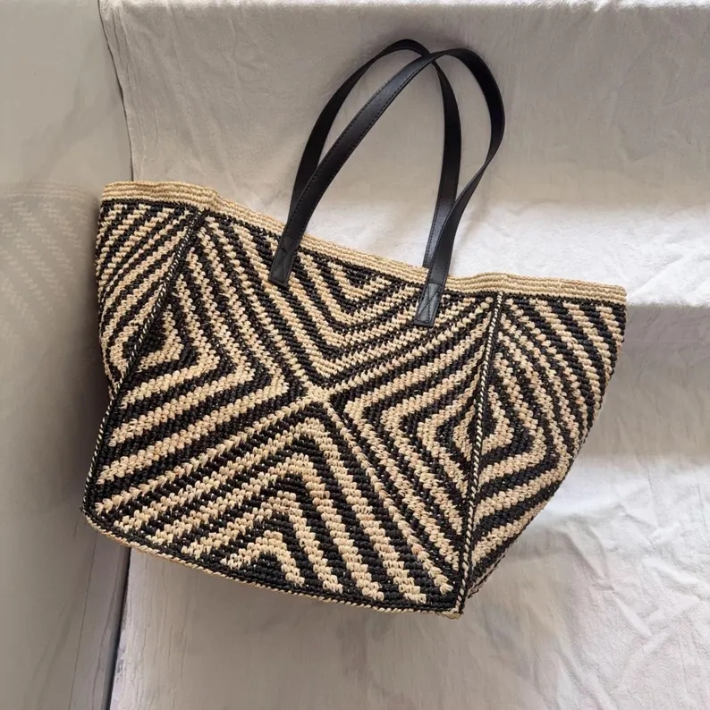 Oversized large Raffia straw t - Women Bags Handmade 评论和价格