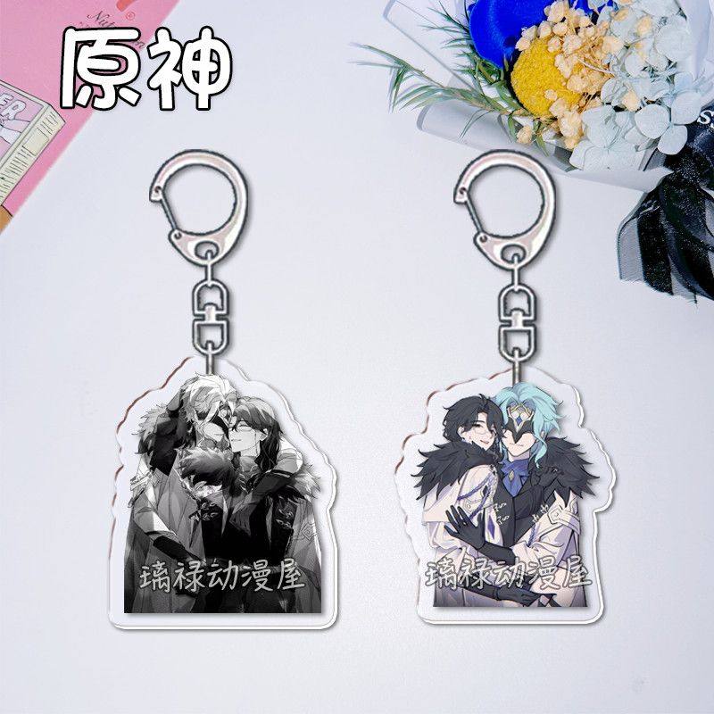 2pcs Genshin Impact  Keychains - Women Bags For Gift 评论和价格