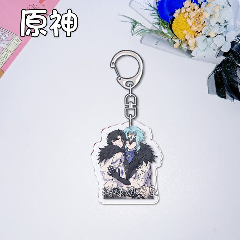 2pcs Genshin Impact  Keychains - Women Bags For Gift 评论和价格